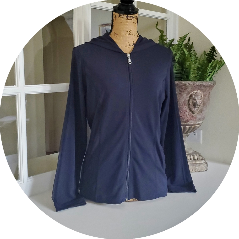 CAbi Zip Up Mesh Trim Hoodie - Like New